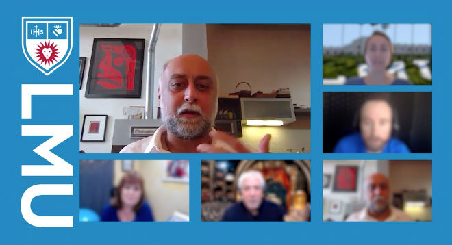 Several LMU faculty members on a Zoom call